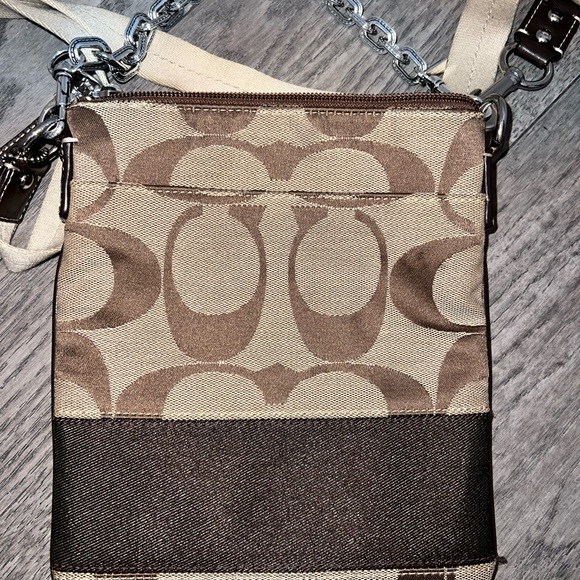 Coach Small Signature Canvas Crossbody in Brown and Tan - Picture 6 of 7